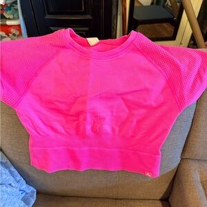 JoyLab Hot Pink Mesh Sleeve Top size large